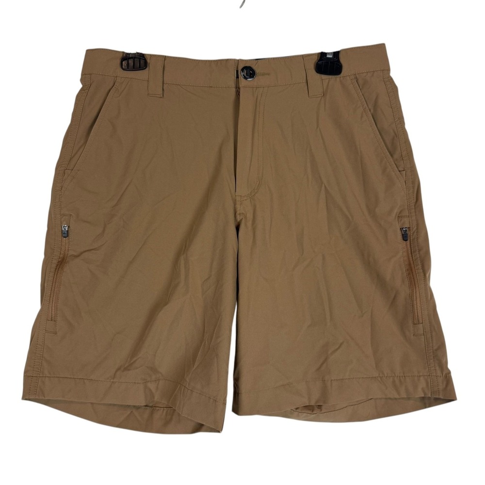 Orvis Shorts Mens 30 Beige Microfiber 9 Inseam Zip Pocket Travel Casual Outdoor